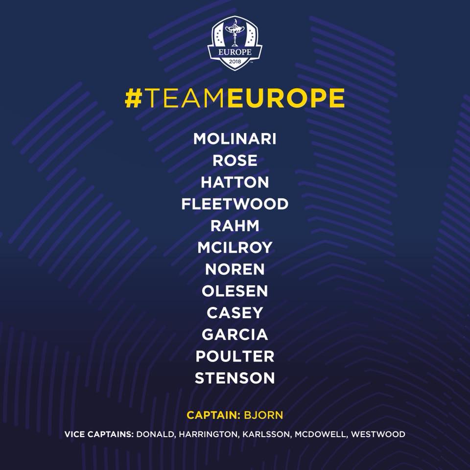 Ryder Cup 2018 Team Europe